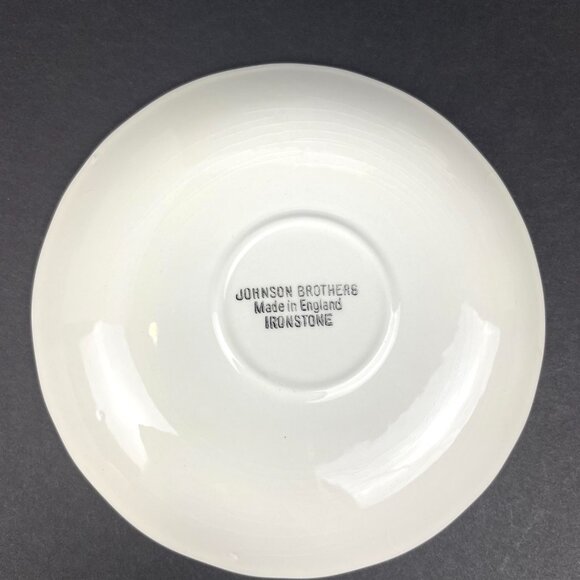 Set Johnson Brothers 5 Saucer 6" Floral Sprigs Ironstone Made in England - Picture 4 of 5